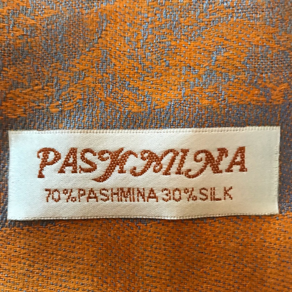 Orange and blue Pashmina wrap